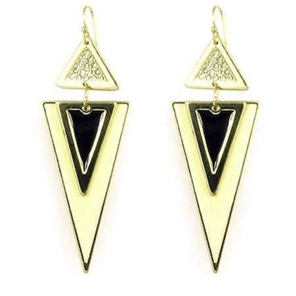 Retro Triangular Earrings- Black or Red